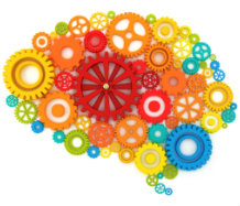 Coloured Cogs in the shape of a Brain - Mental Health Awareness