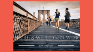 Health and Wellbeing at Work, runners on a bridge on a cloudy morning