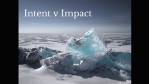 Ice formation image with the words intent v impact superimposed