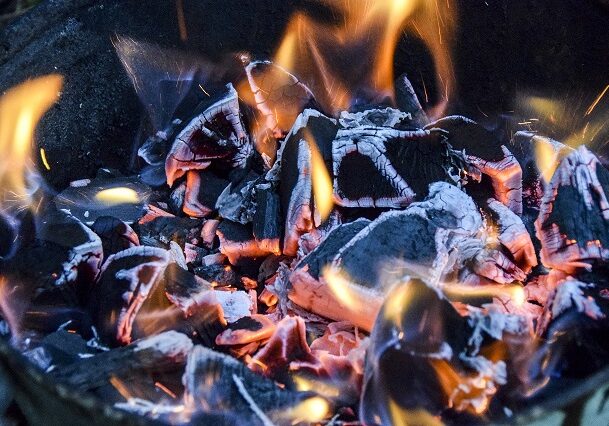 Burning embers of a fire